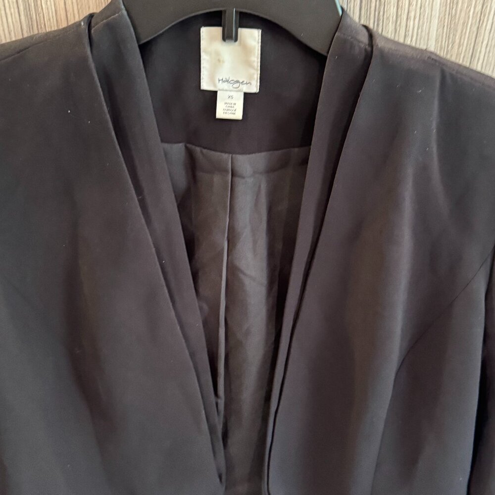 Halogen Black Blazer Women’s XS – Open Front, Classic Style